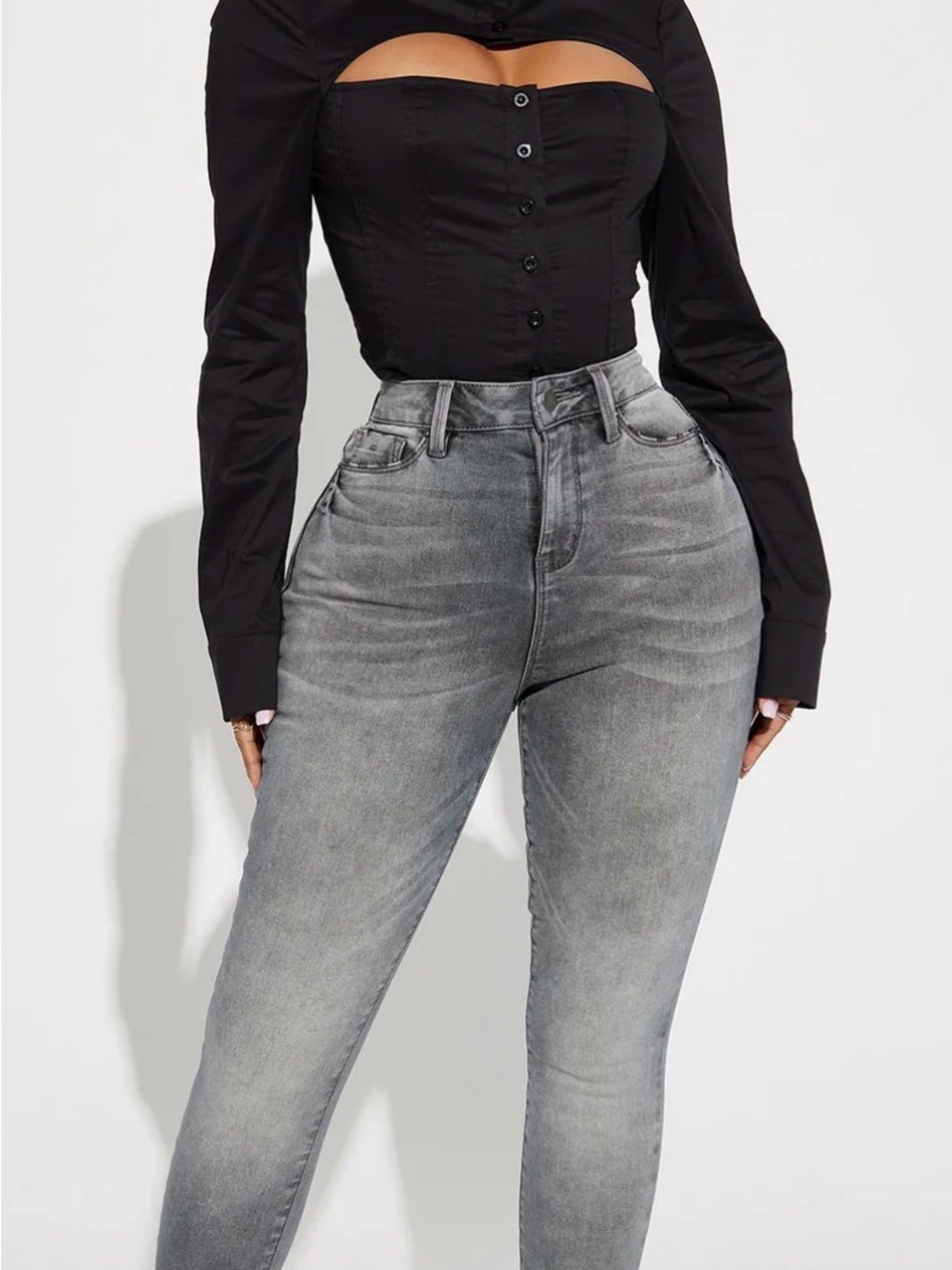 Fashion Nova  Grey Wash stretch skinny Women’s Jeans
